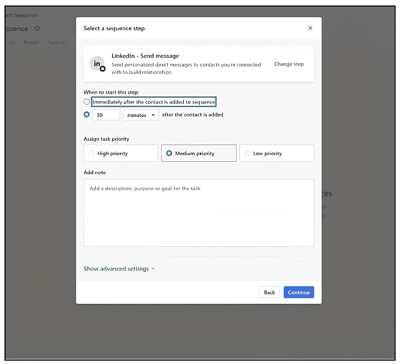 Image 10 -  Scheduling a ‘Sequence Step’