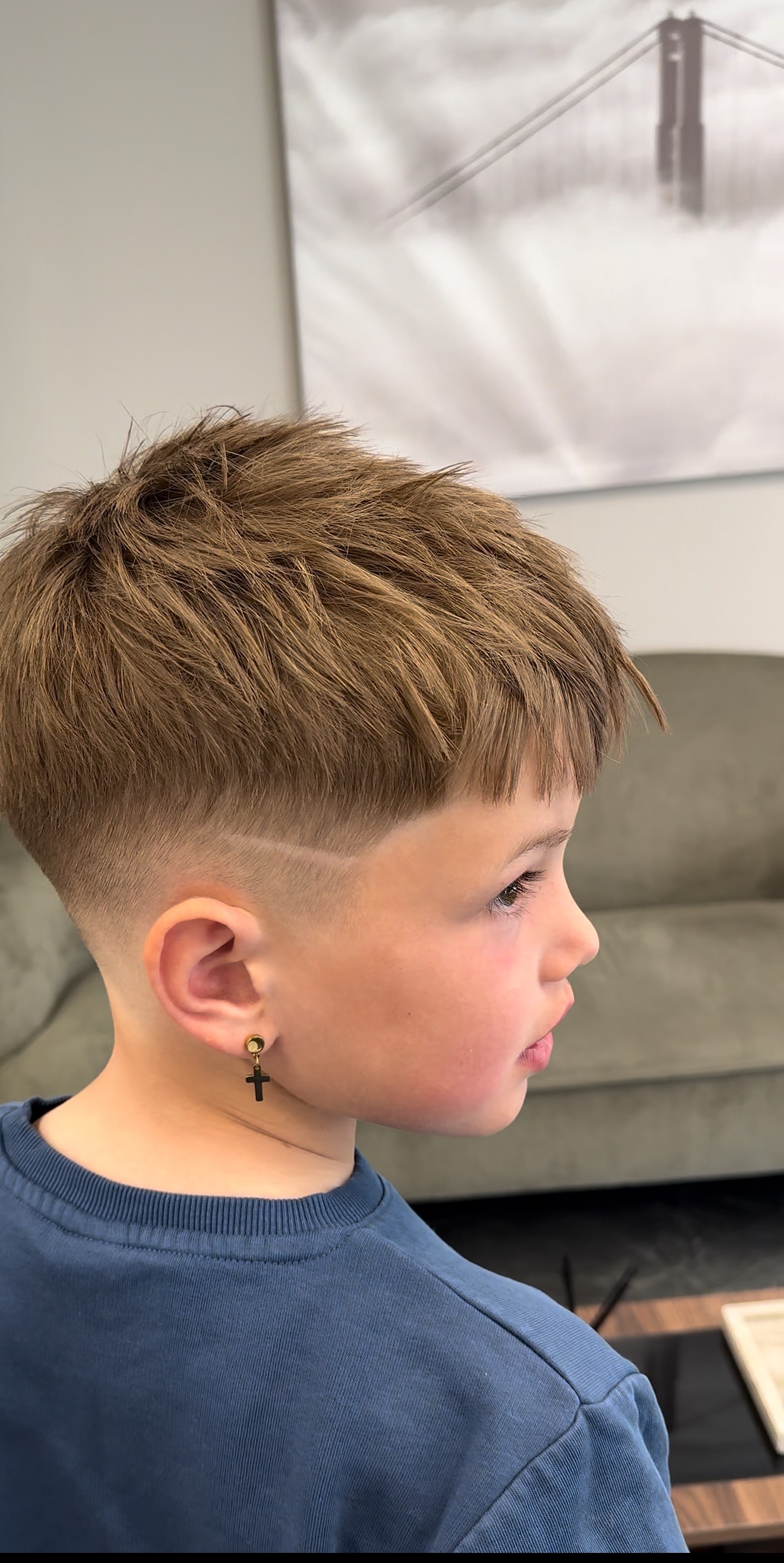 Modern salon interior with marble tiles