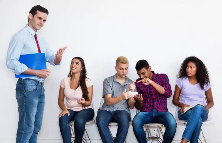 Freshers lined up for their mock interview