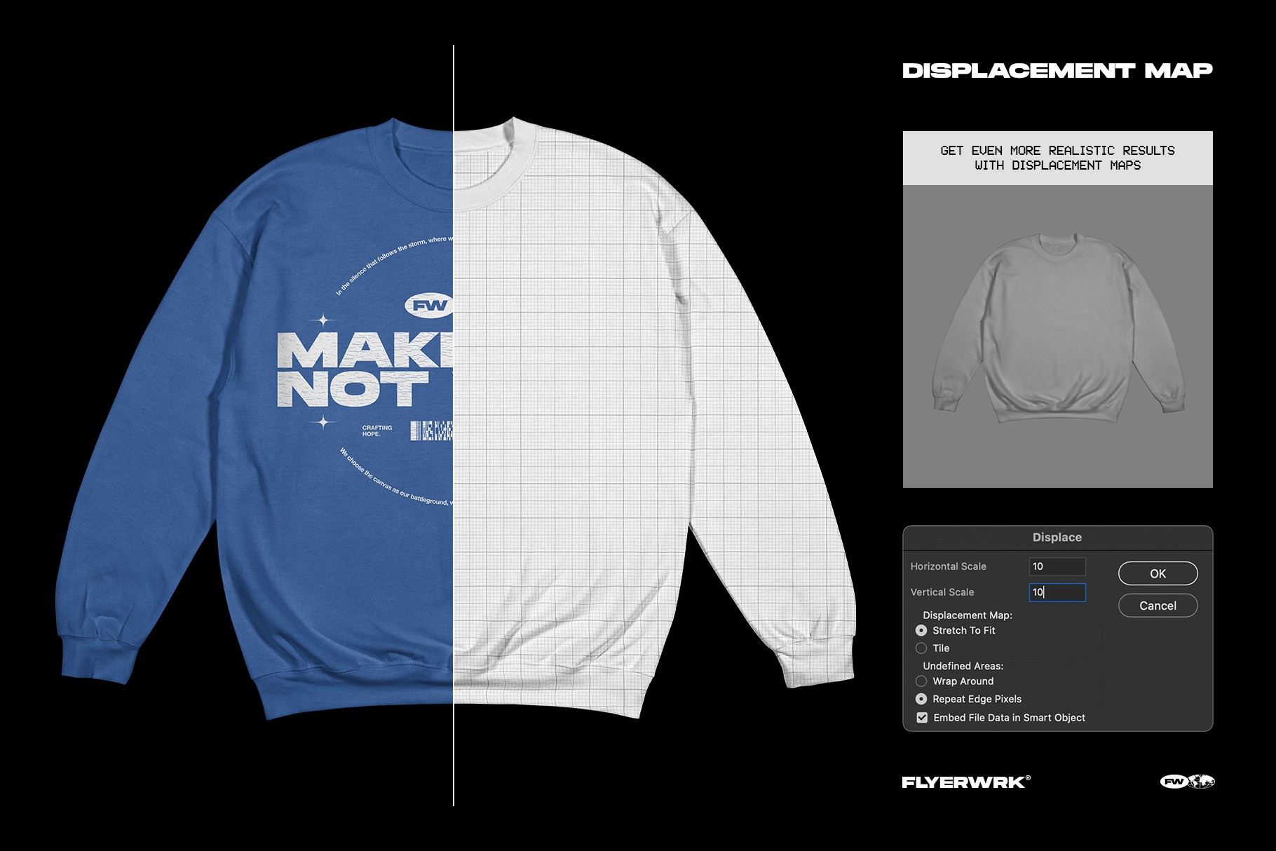 Gildan 18000 Crewneck Flat mockup displacement map for realistic print effects
