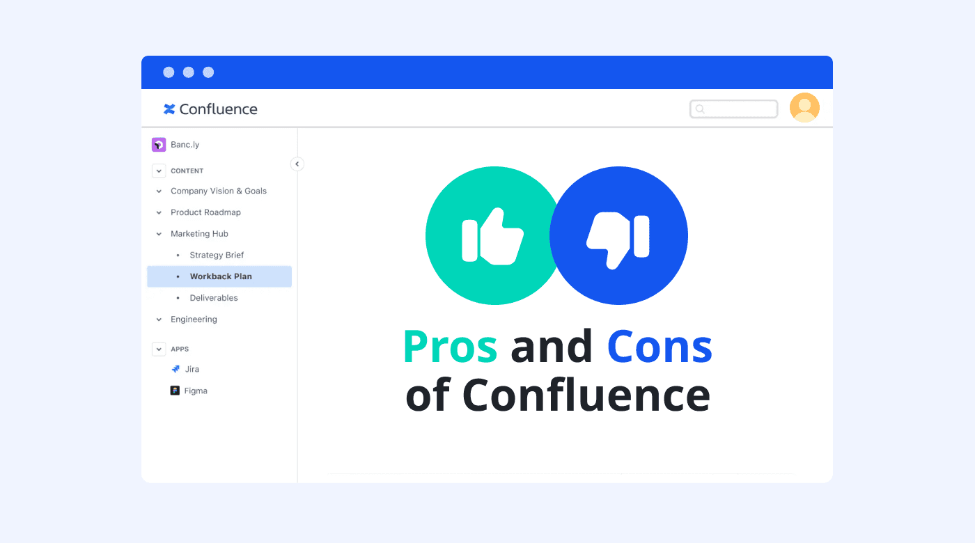 Illustration of the pros and cons of Confluence