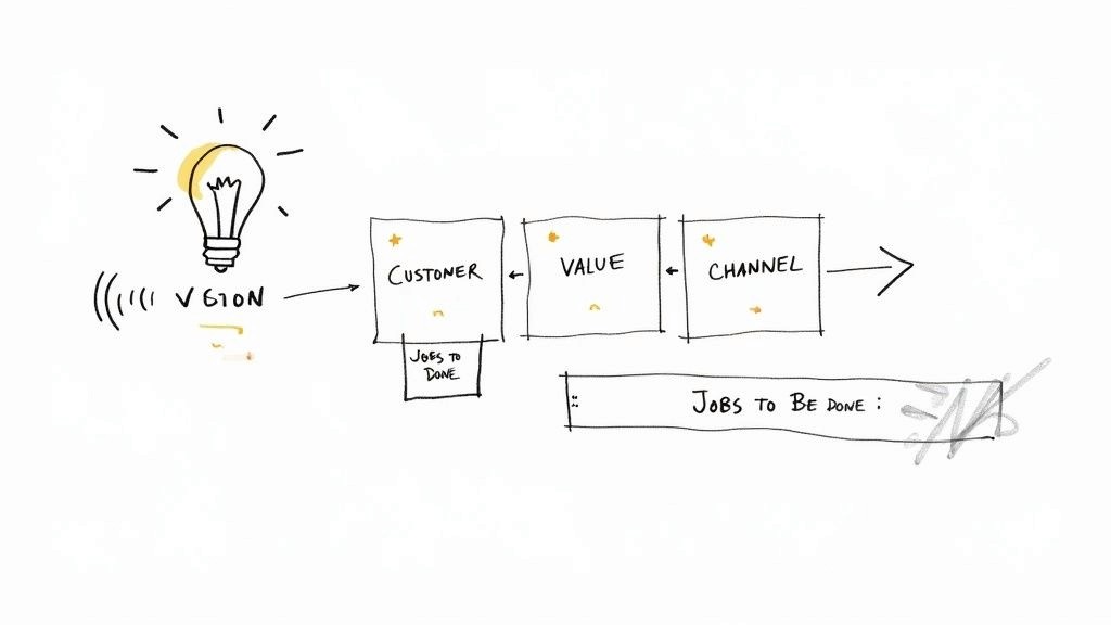 A person sketching out a complex web of ideas on a glass board, visually representing the process of forming hypotheses.