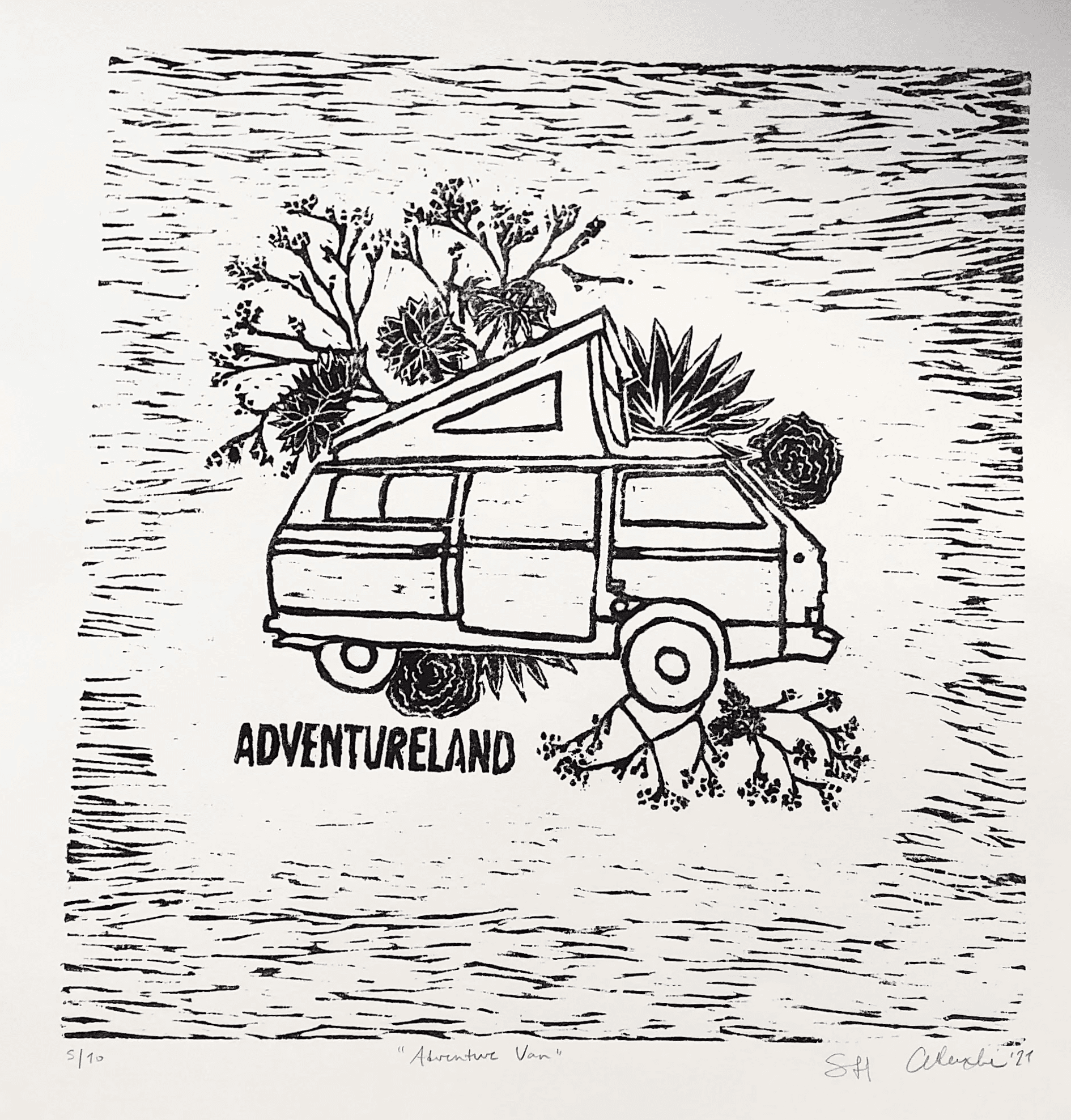 Adventureland floral van graphic