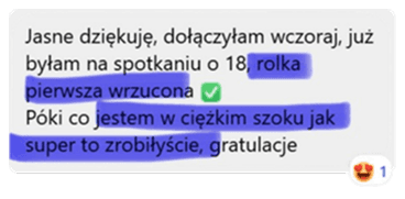 Biznes na Insta – opinia o wyzwaniu publikacji rolek, które pomogło uczestniczce określić niszę, uporządkować komunikację i osiągnąć największe dotąd zasięgi – mimo wcześniejszego udziału w różnych kursach i szkoleniach.