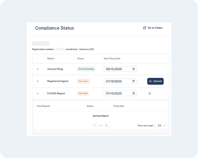 Entity status with annual filling, ftb tax, fictitious business and registered agent