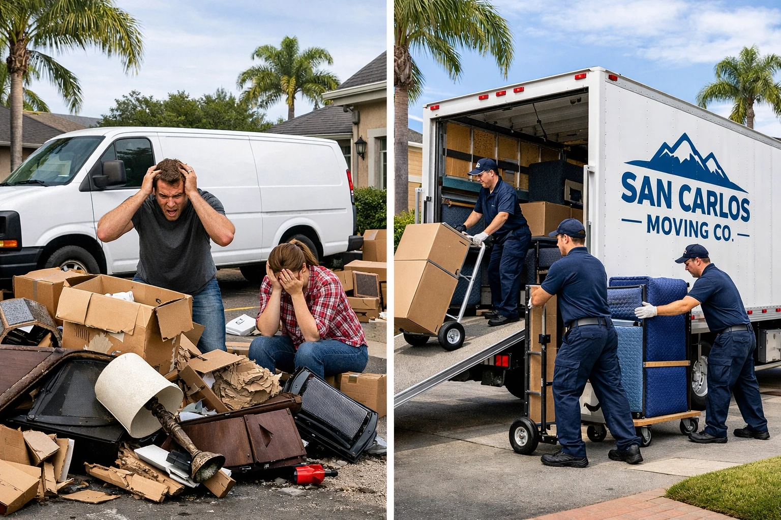 Cheap vs affordable movers San Carlos: damaged furniture vs professional moving service