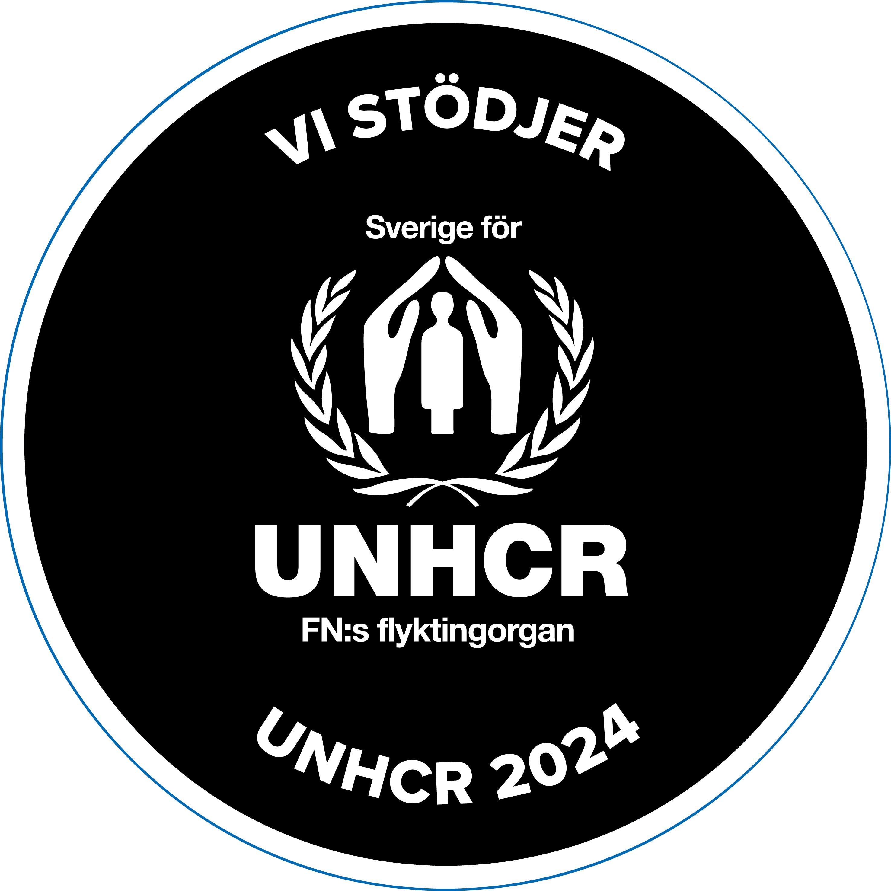 Badge showing support for UNHCR