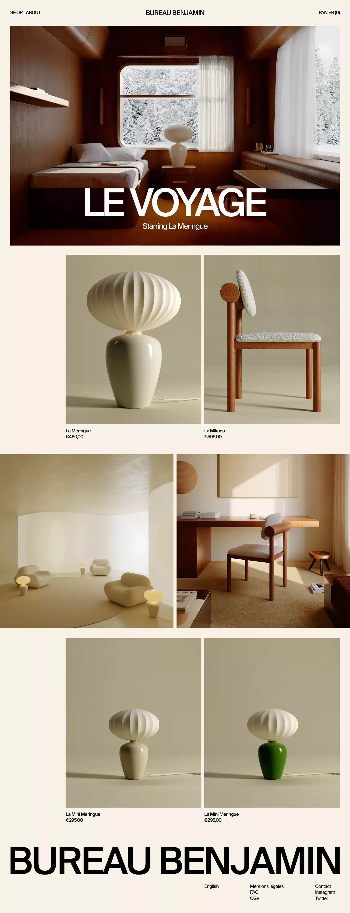 Bureau Benjamin ecommerce page screenshot showcasing Furniture & Interiors design