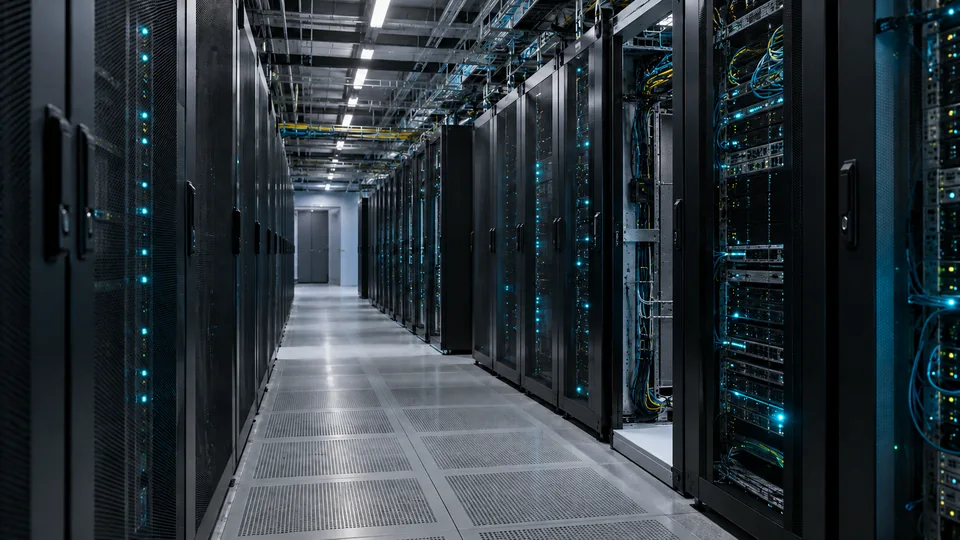 Server racks in an enterprise data centre.