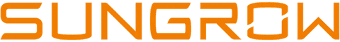 Logo von „SUNGROW“ in orange- und blaufarbenen Tönen auf einem leuchtend orangefarbenen Hintergrund.