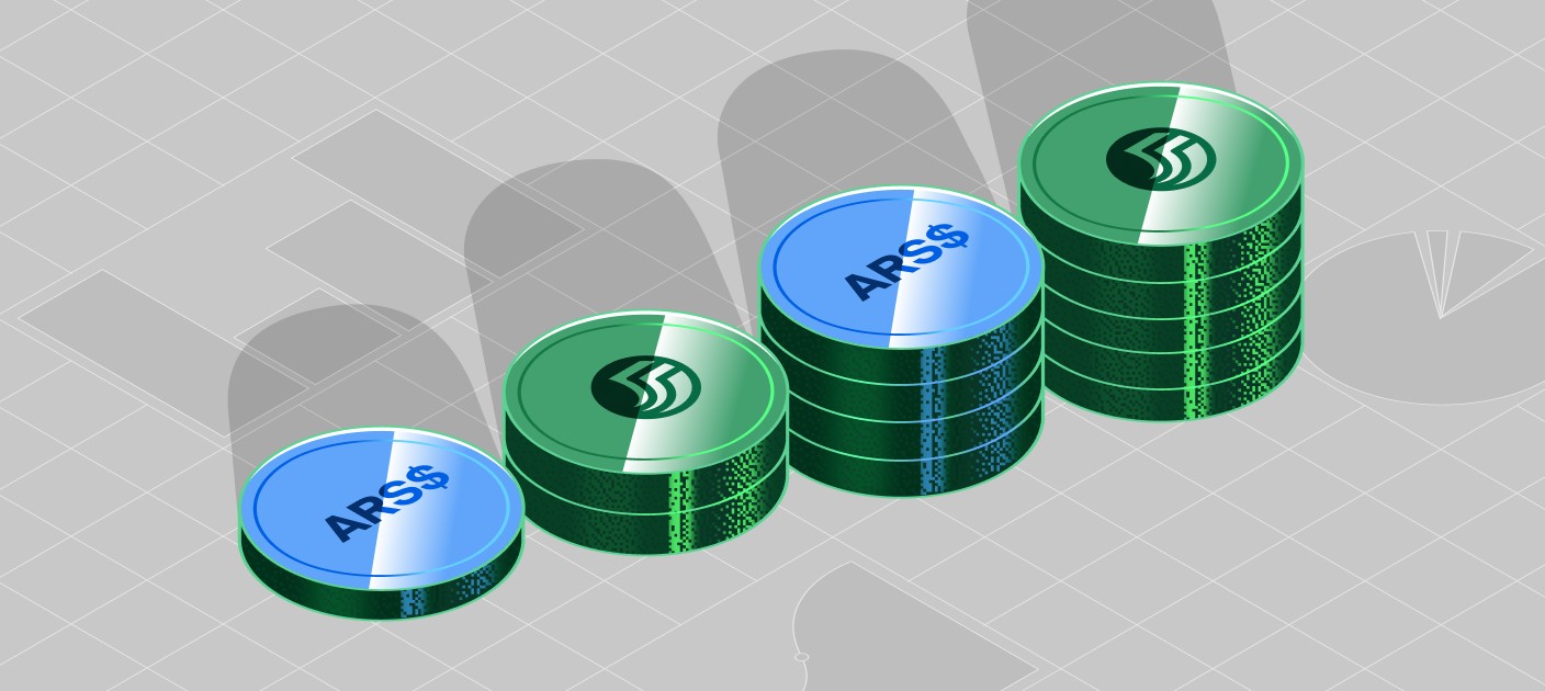 Stylized image of stacks of Argentine Pesos