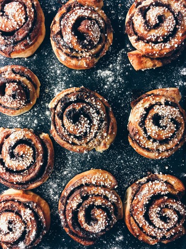 black and brown pastries