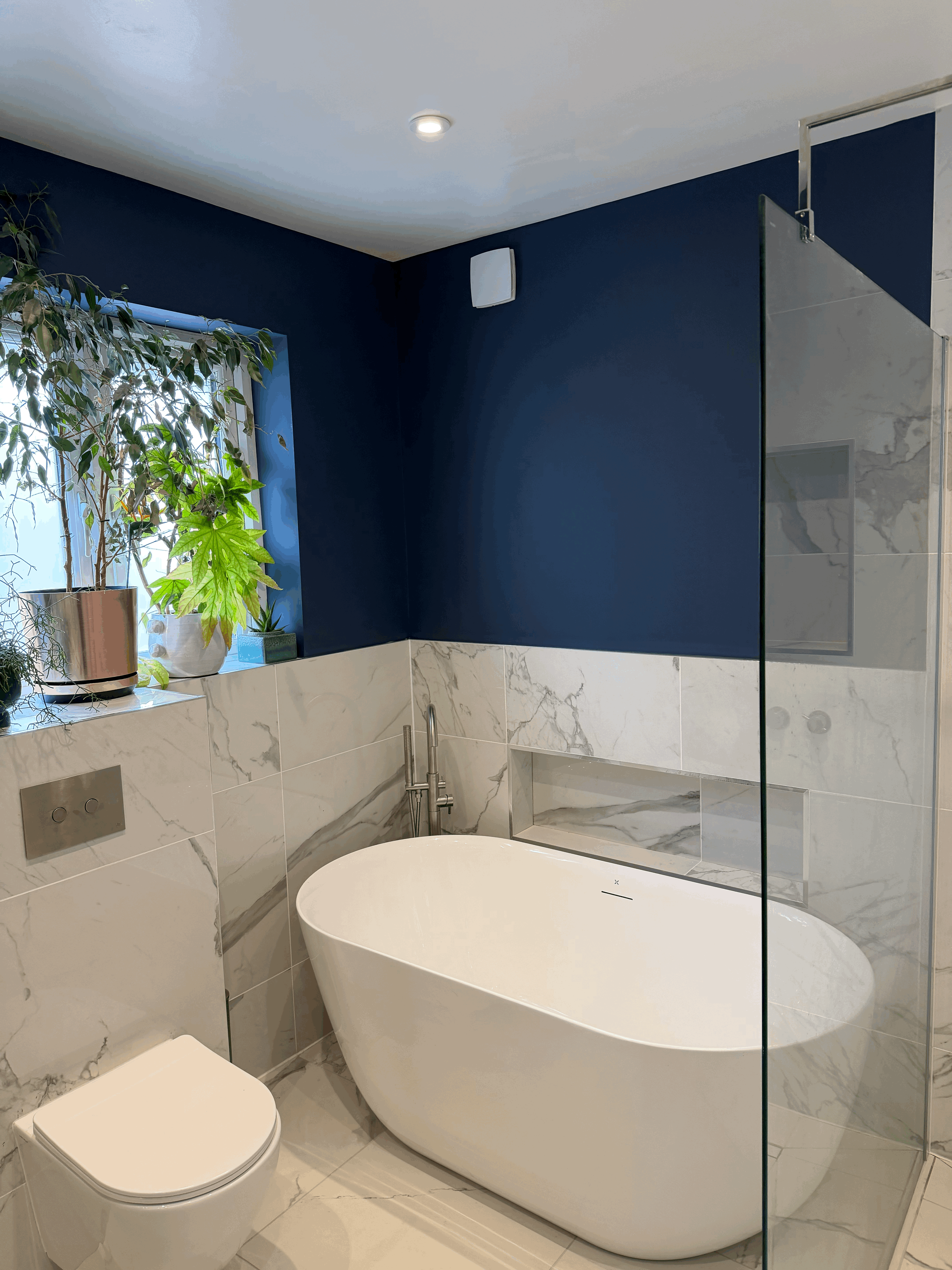 luxury bathroom door opened rear view