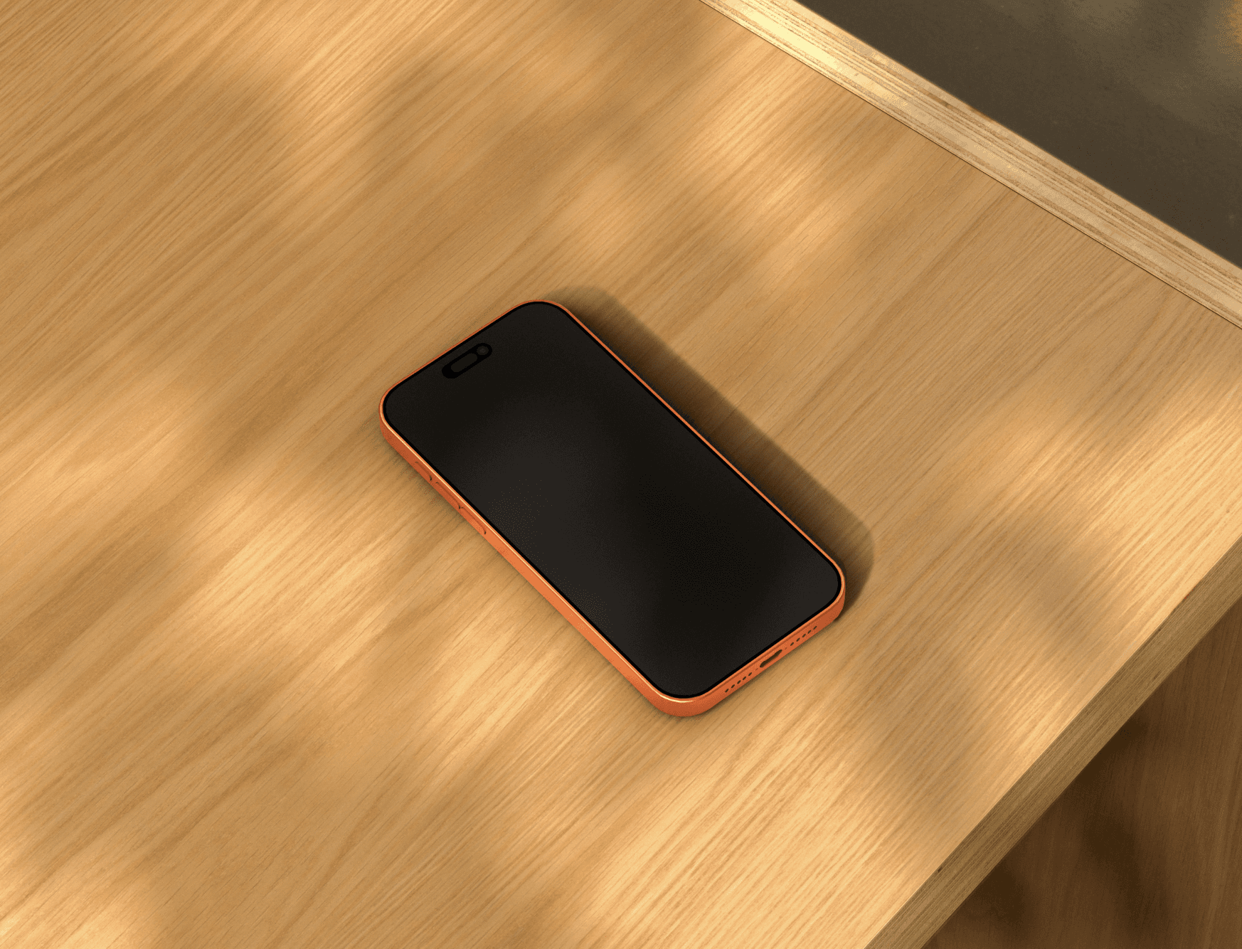 Sophia angled mobile app UI mockup with warm natural lighting