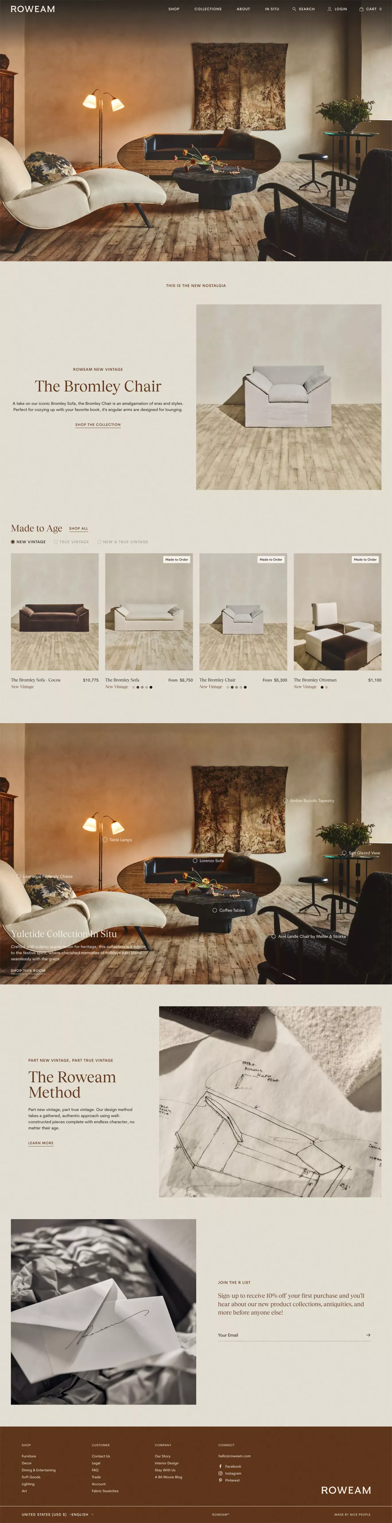 Roweam portfolio page screenshot showcasing Design and Ecommerce design