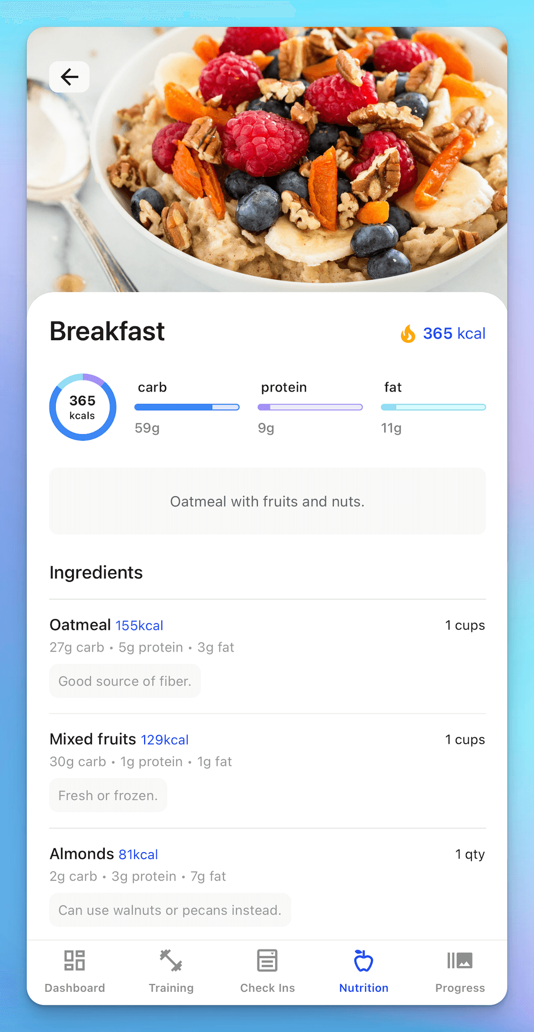 Nutrition Client App