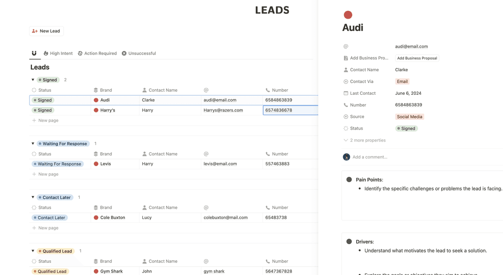 notion personal trainer finance manager