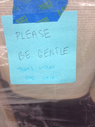 Please be gentle post-it note