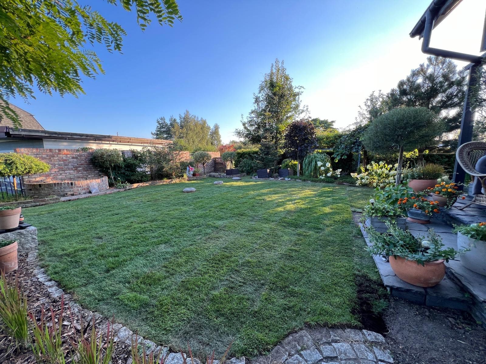 Beautiful landscaped garden with greenery and outdoor design elements.