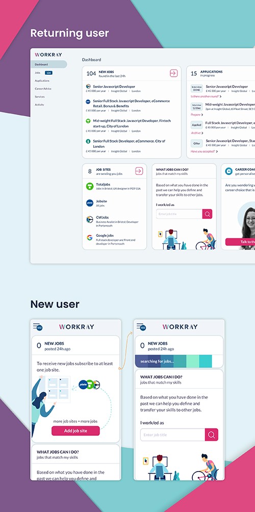The new dashboard in bright, light colours