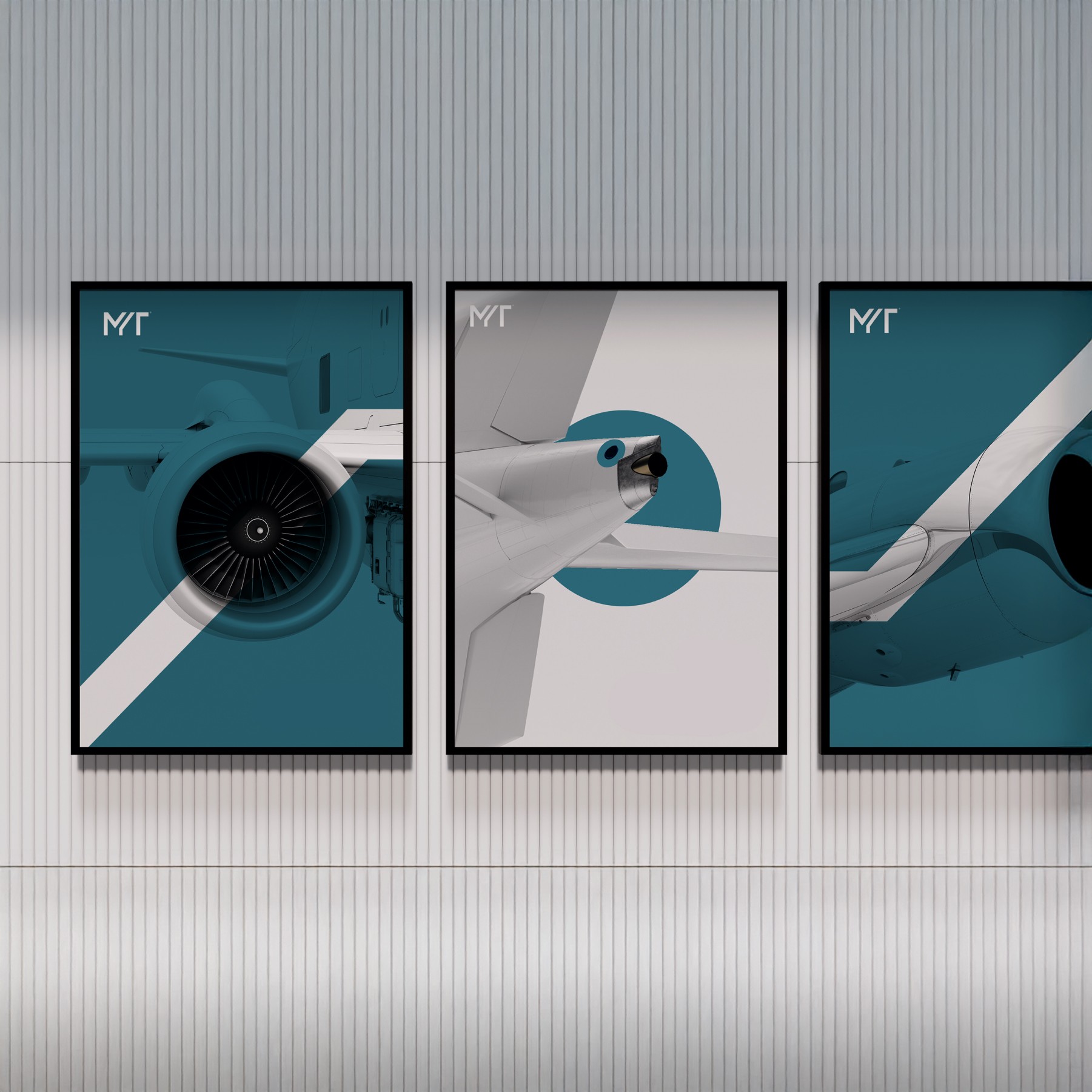 Modular UI grid and digital brand elements showcasing MYT’s structured identity