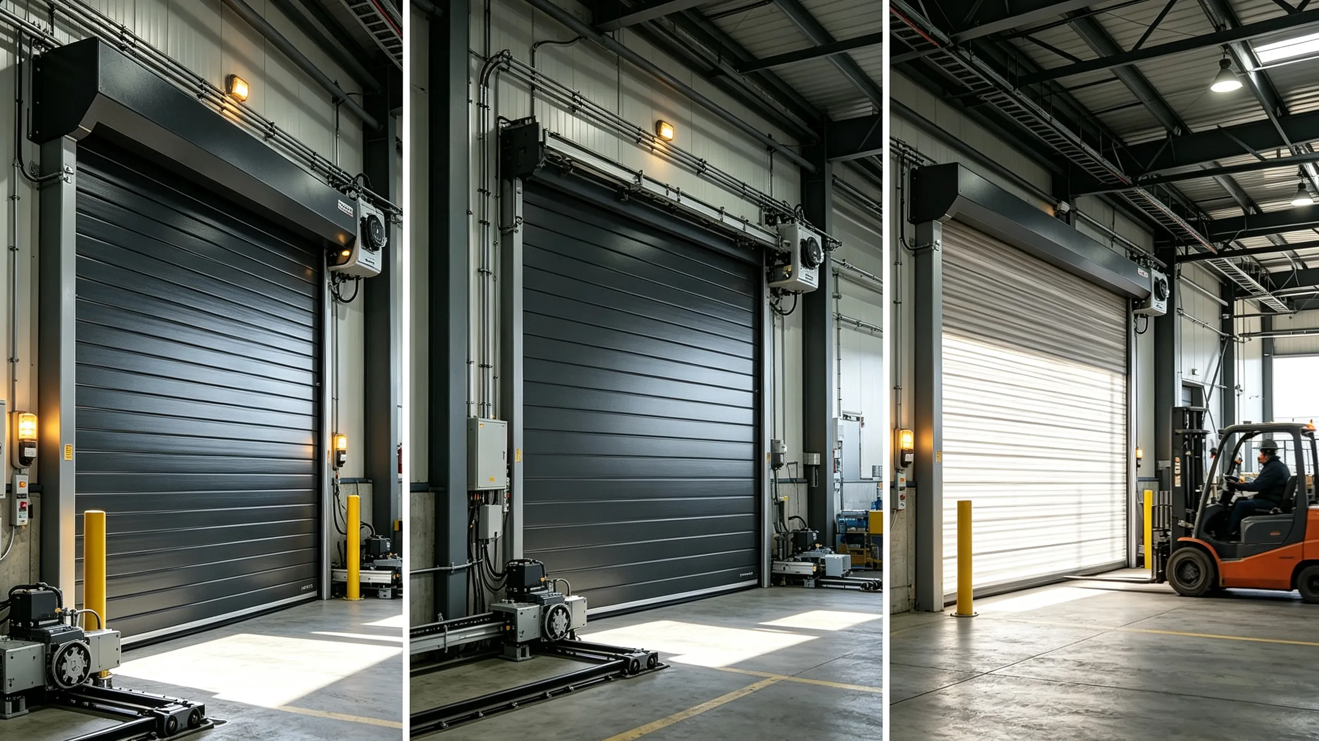 Comparison of roller shutter sectional and high-speed industrial door automation