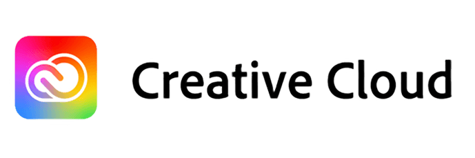 Creative cloud in black text and their logo