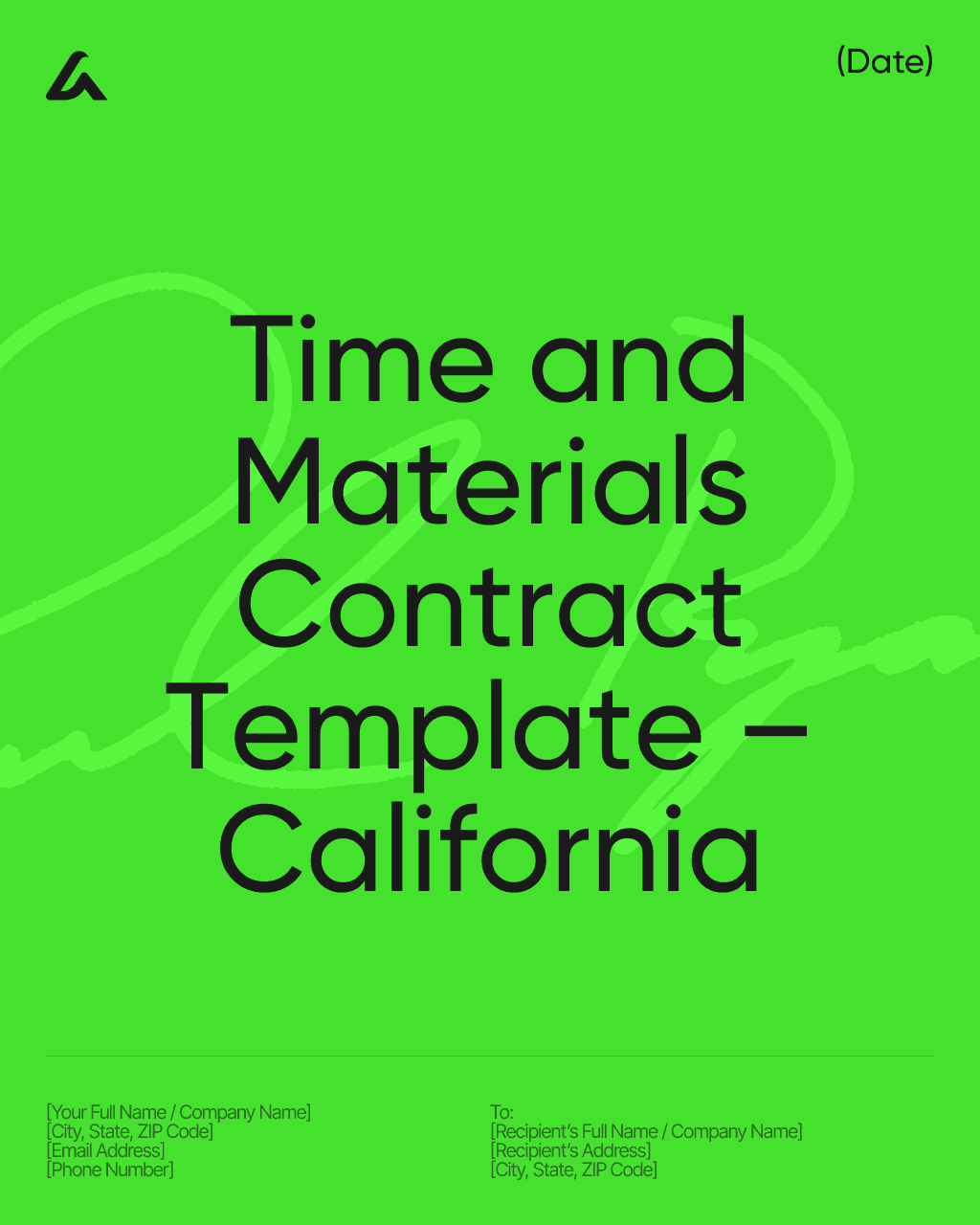 Time and Materials Contract Template – California