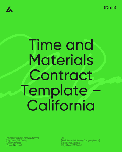 Time and Materials Contract Template – California