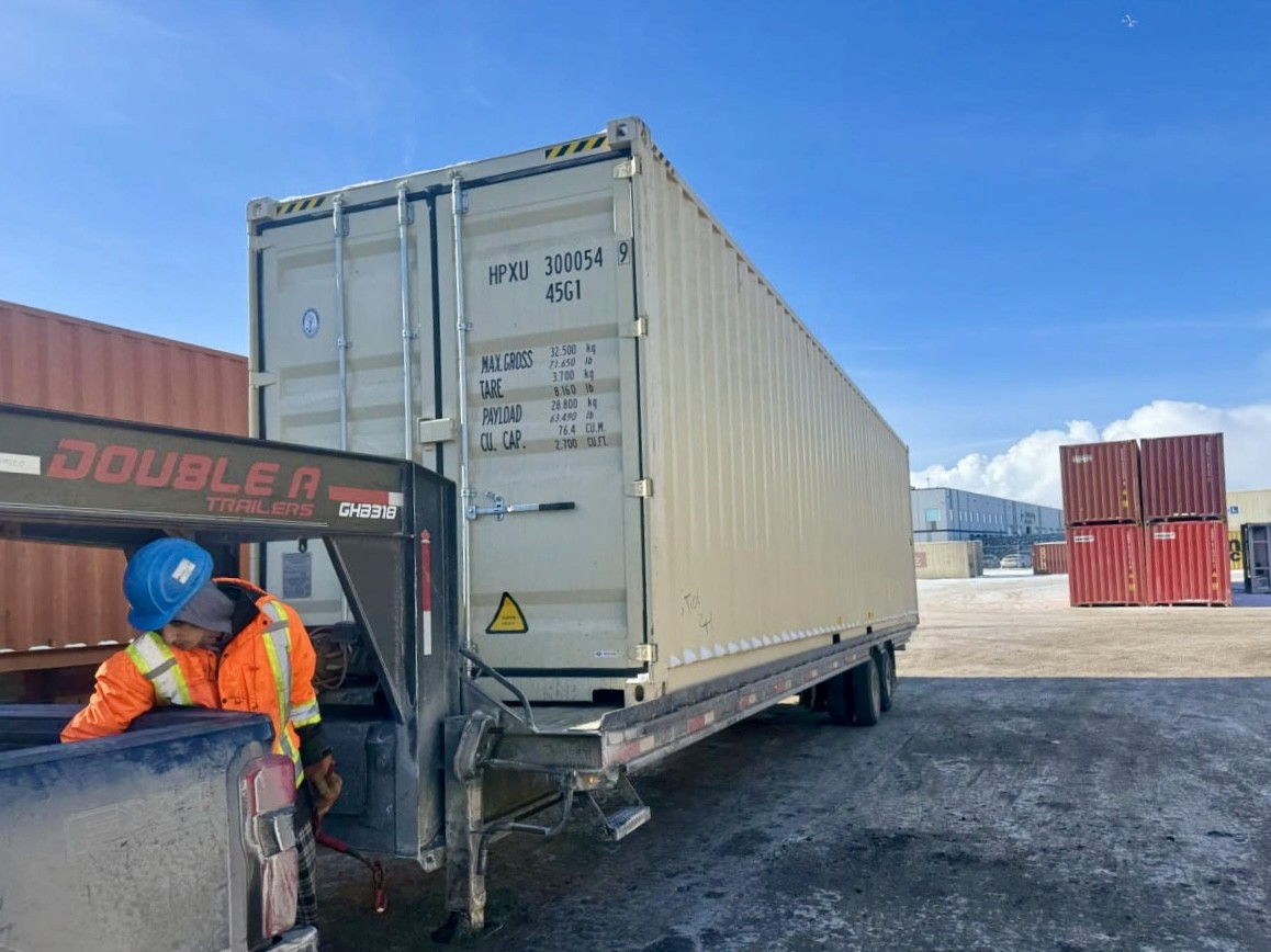 Pre-trip inspection of a 40' HC New Beige container at the depot