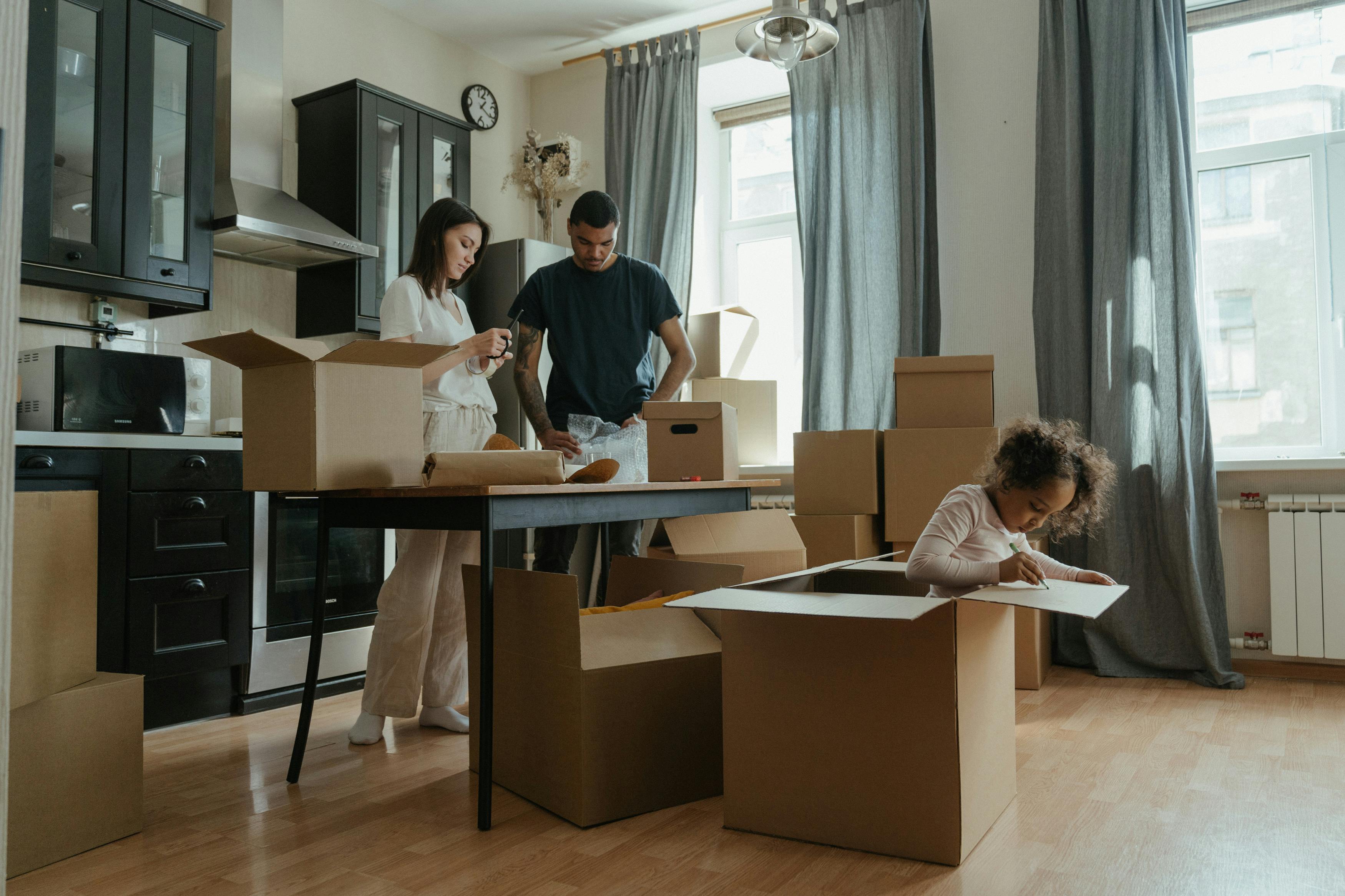 picture of a family moving in