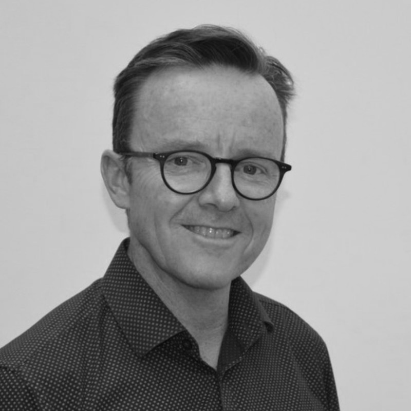 A black and white image of Glyn Wallens