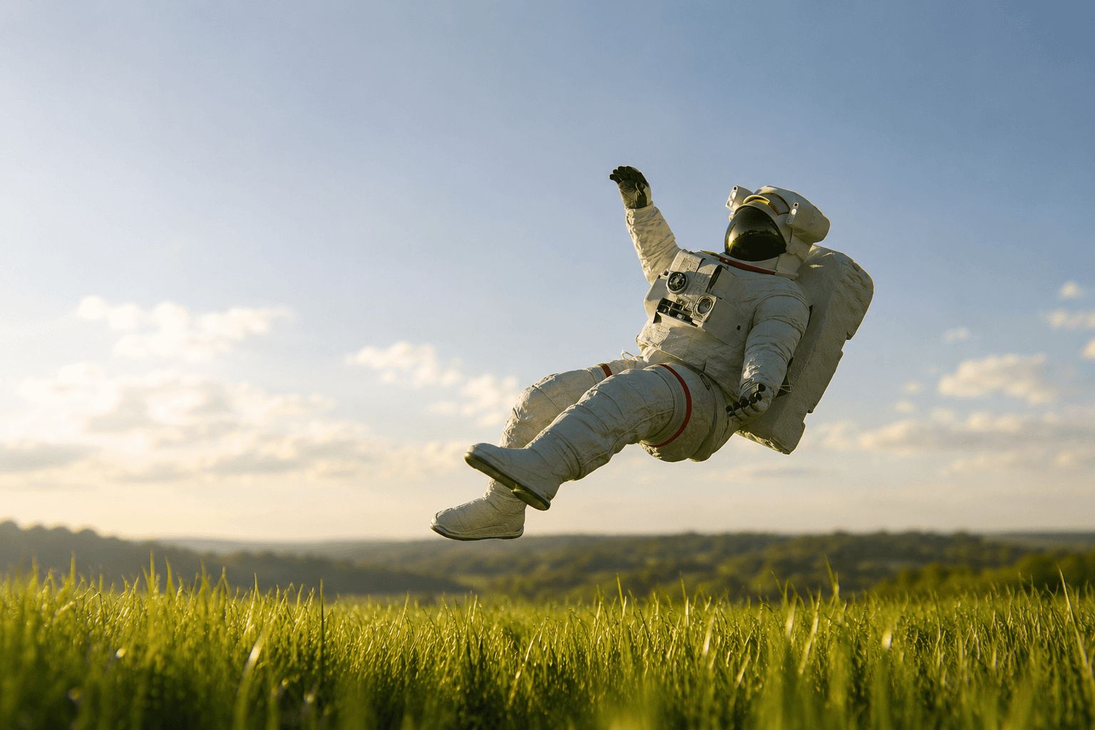 unamas.io - astronaut flying above grass