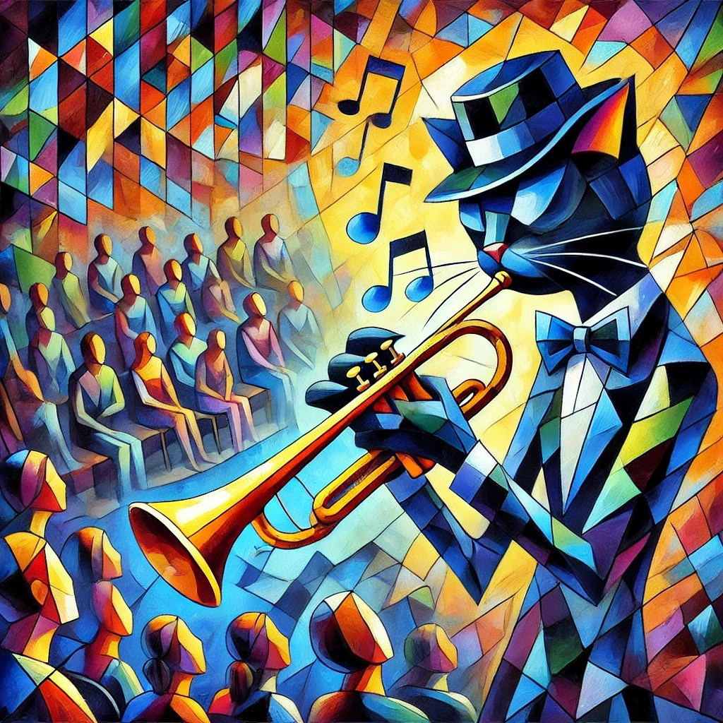 Miles Whiskerton plays his trumpet