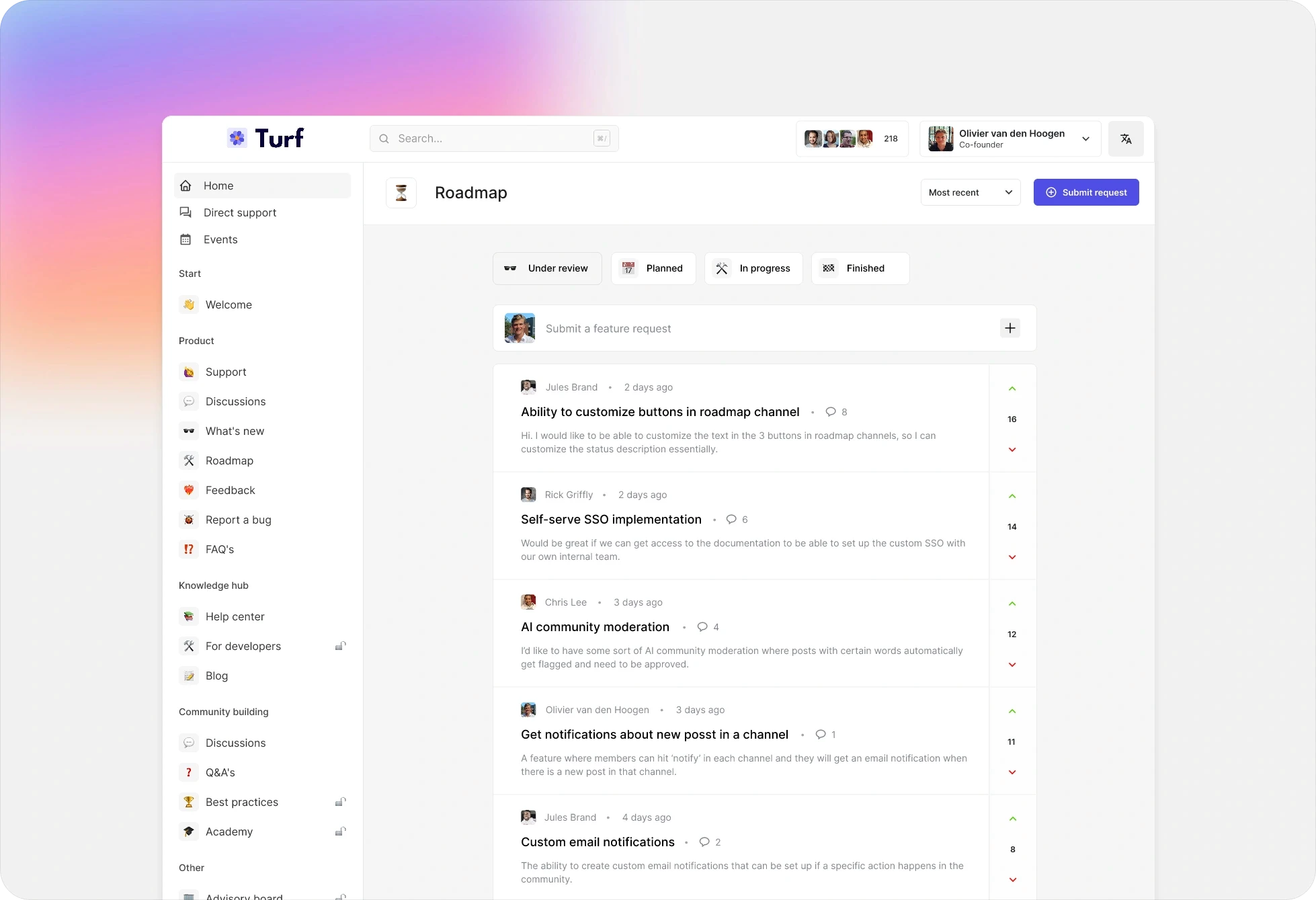 The customer feedback & ideation platform in Turf.