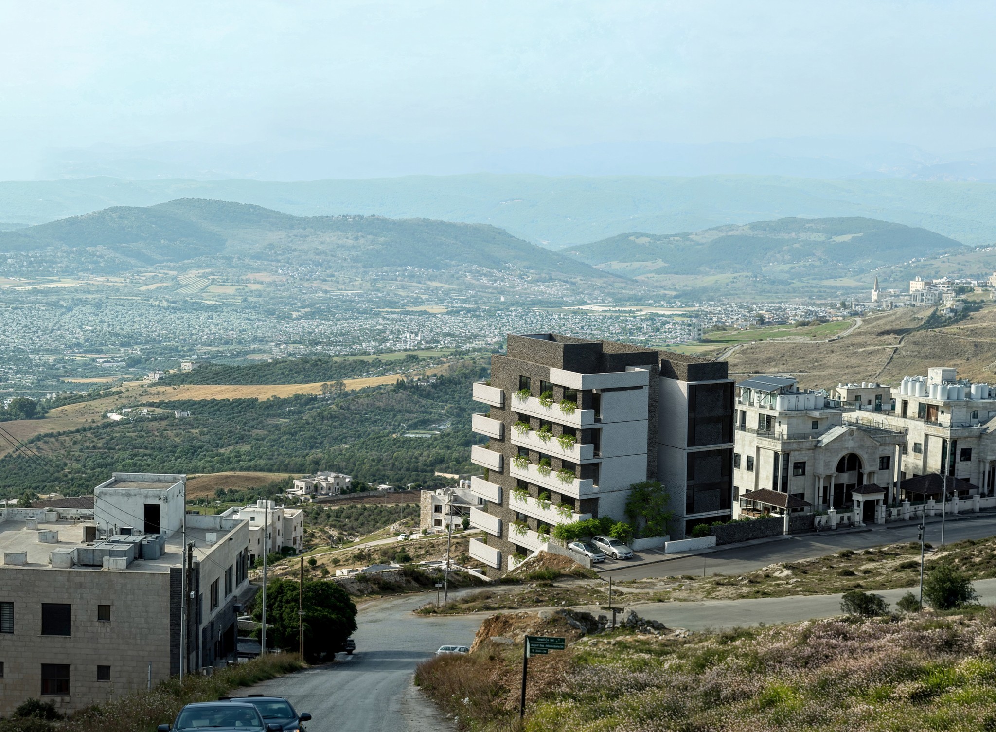 3D aerial render of 43Mountainside Reidential Apartments Project in Jordan Amman