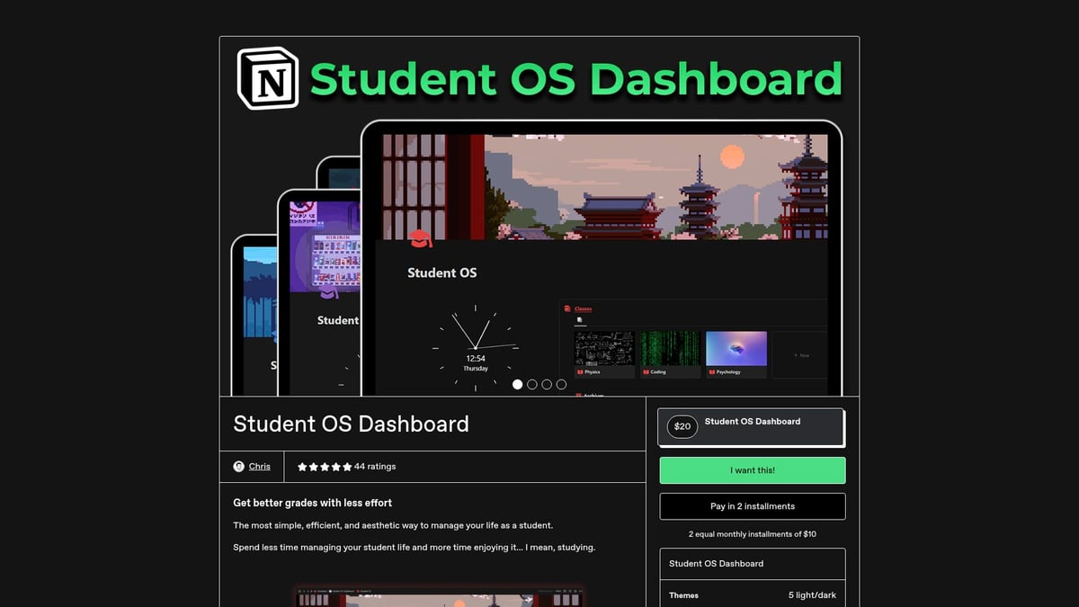 Top 10 Notion Templates for Students to Boost Productivity 2026 - Notion Student OS Dashboard