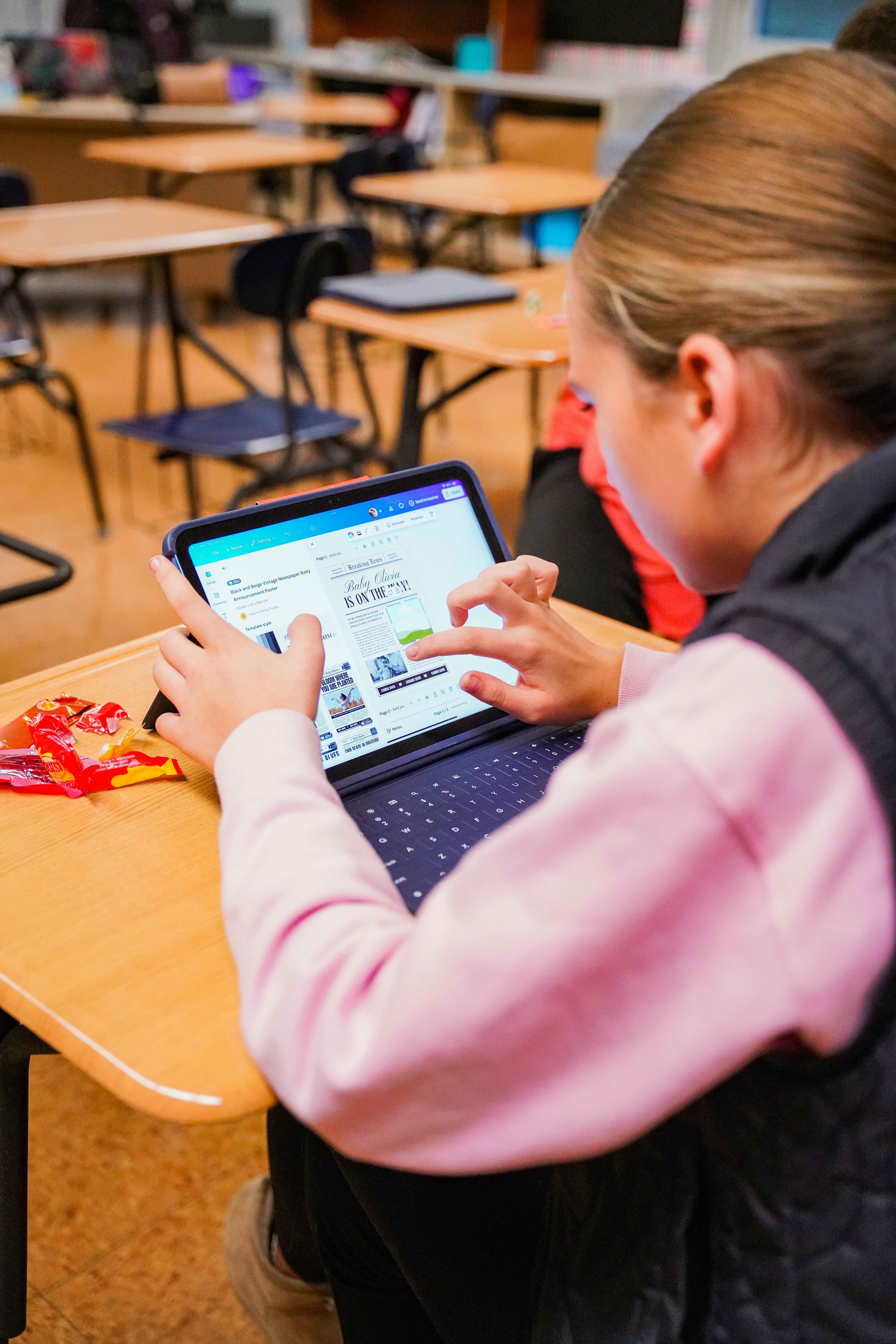 Student working on a digital media project