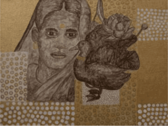 herd of sheep on road painting