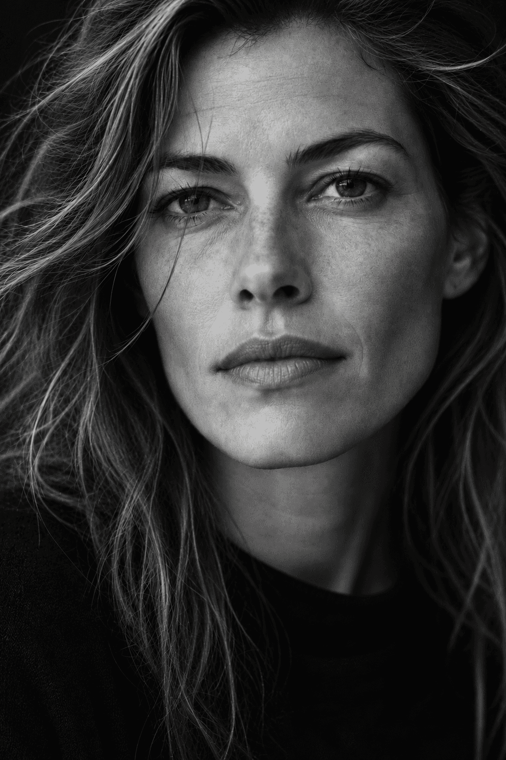 Grayscale close-up portrait for the journal