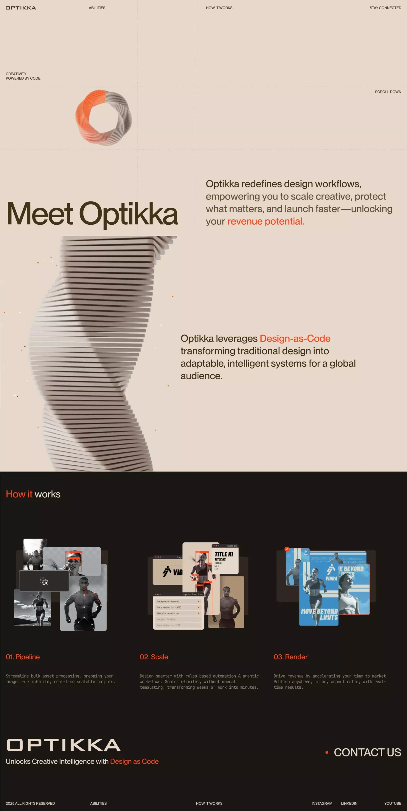 Optikka portfolio page screenshot showcasing Design and Tech design