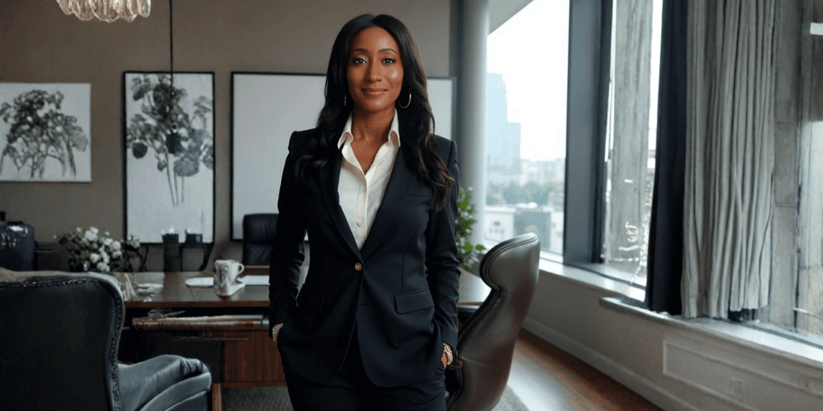 Kela Pryor, CPA, standing confidently in a professional office setting, embodying her role as a strategic tax advisor.