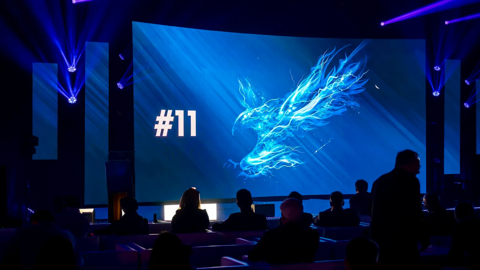 ORLEN Gas Meeting 11 B2B gala, stage with the #11 visualization in blue light