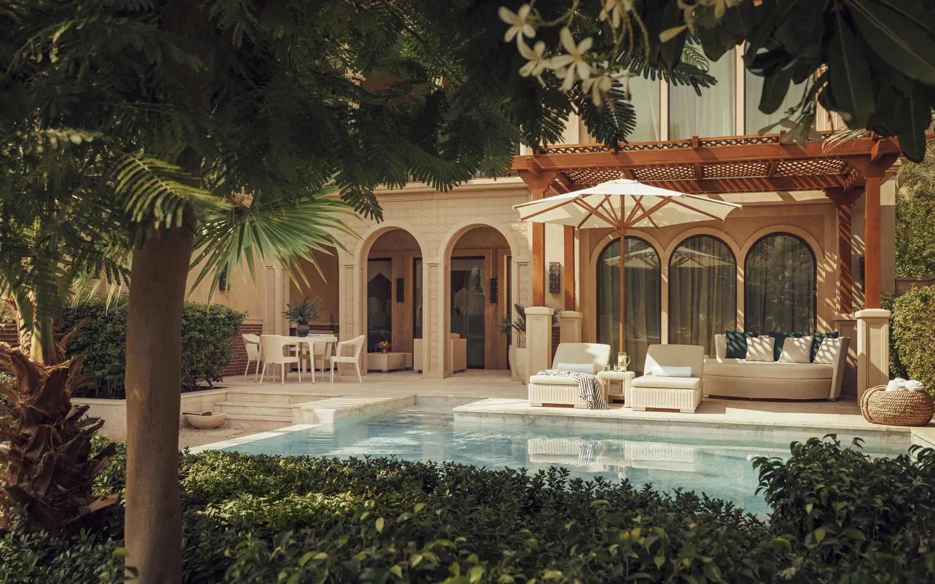 Private resort room with poolside terrace