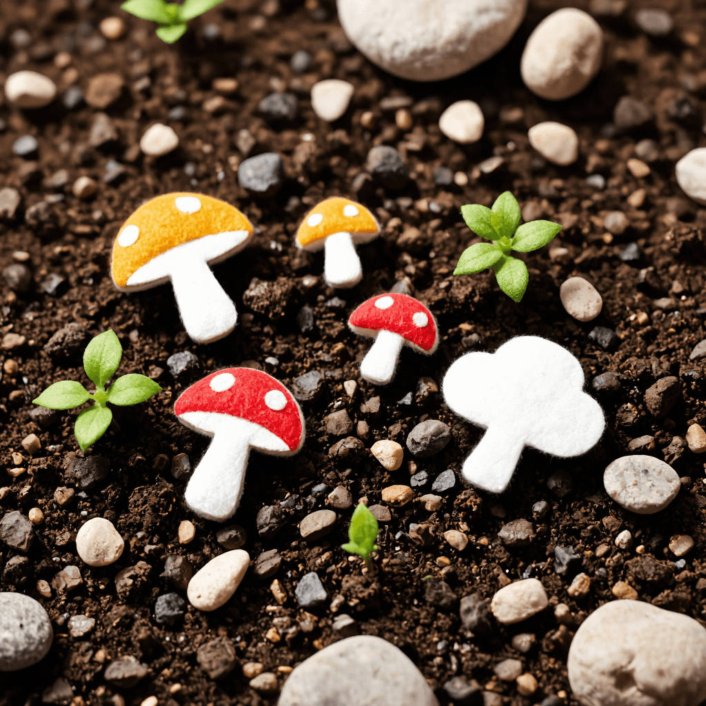 product photography of a set of felt mushroom shapes