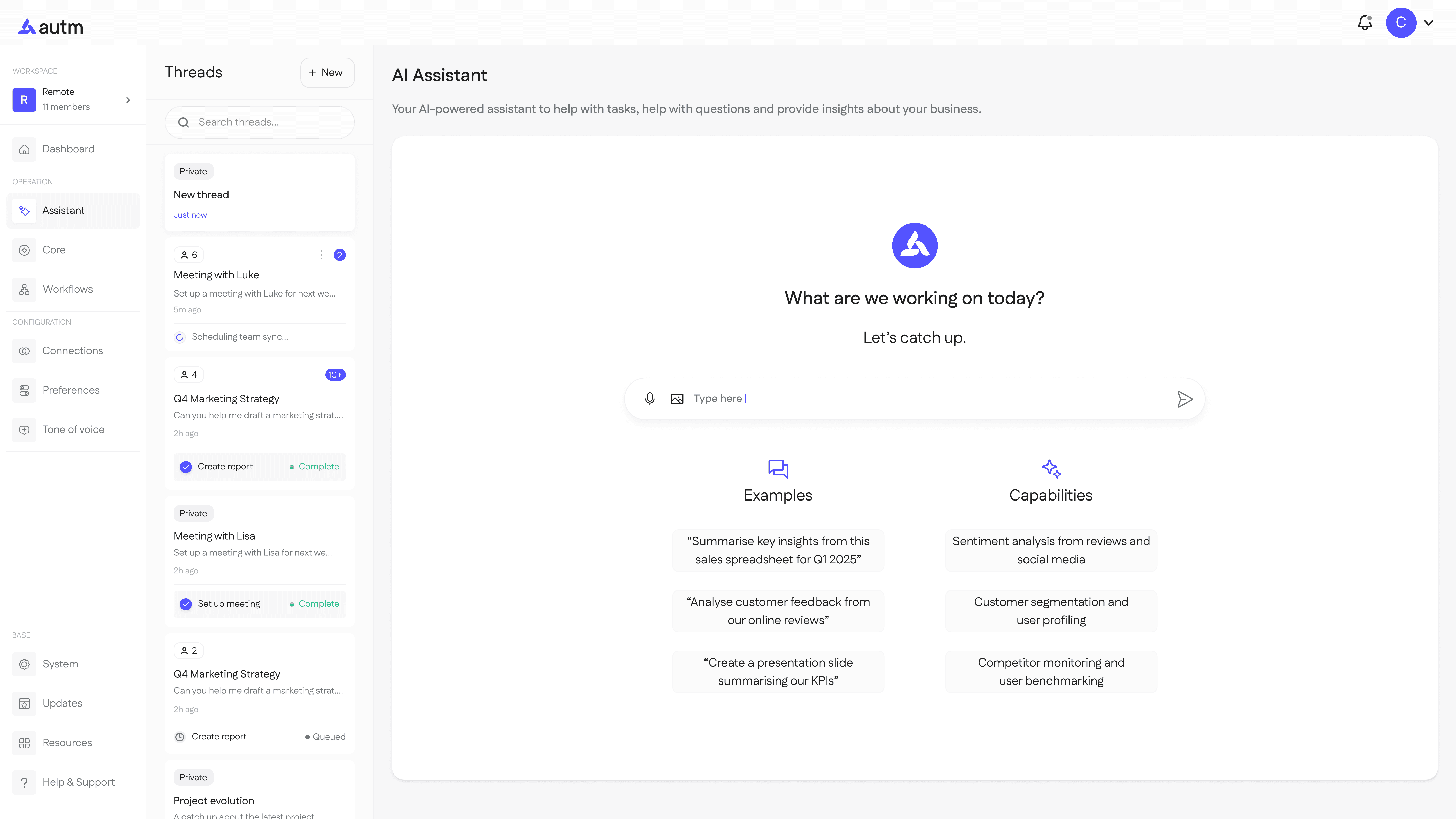 Business dashboard showing revenue, deals, customer list, growth chart, and new activity. 