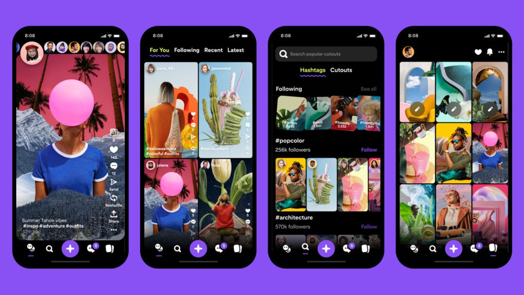 mobile screens on purple background