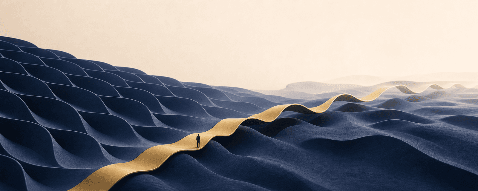A gold path fitting familiar blue terrain before losing contact as the terrain changes.