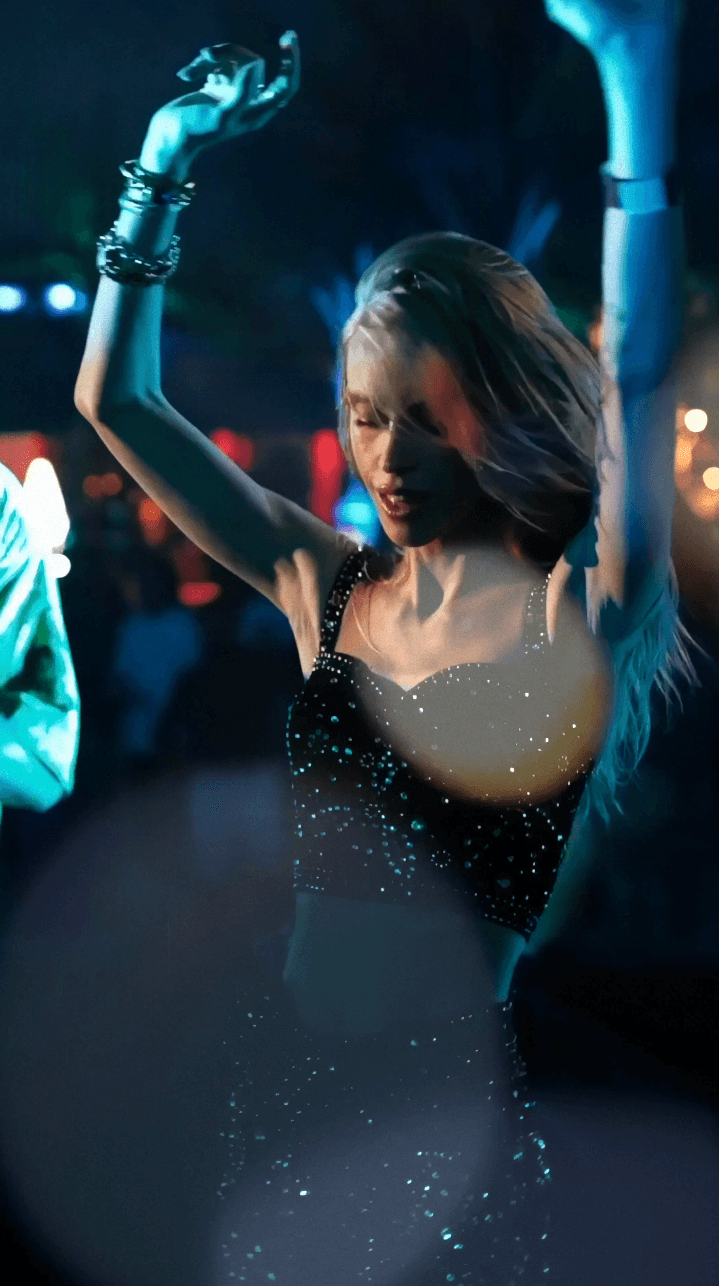 Couple embracing on street, bride's face obscured