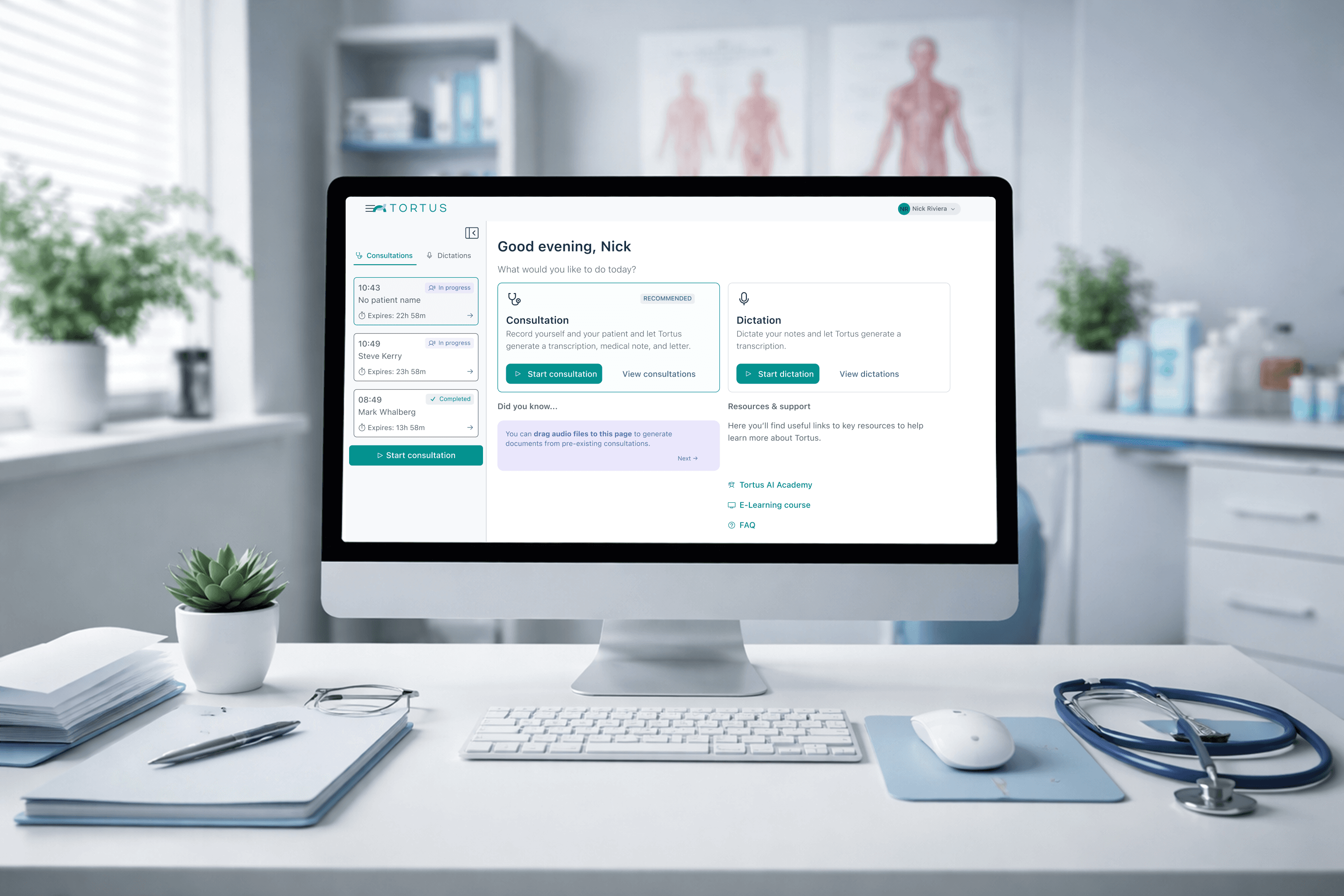 TORTUS.ai on a desktop in a clinical environment